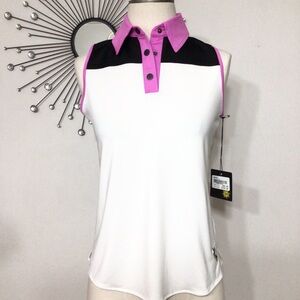 Belyn Key Women's Sleeveless Golf Top - White, Black, and Fuchsia